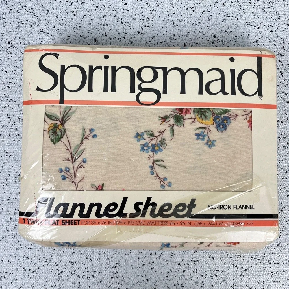 Vintage Springmaid Flannel Sheet 1‎ Twin Flat Sheet New NIP Fleurette Floral